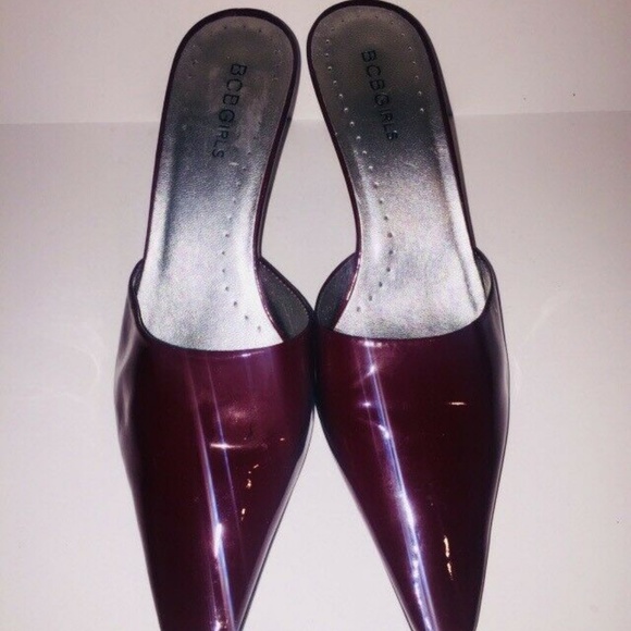 BCBGMaxazria Shoes - BCBG Burgundy Patent Leather Pointy Toe Mules
